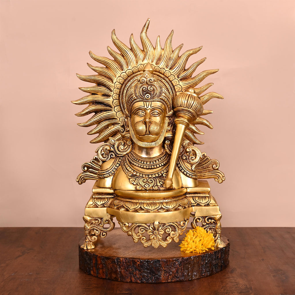 Brass Lord Hanuman Bust (14.5 Inch) Vedansh Craft