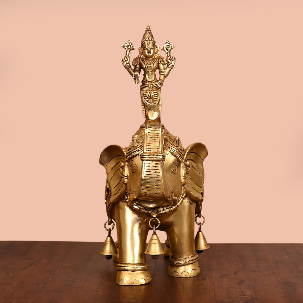 Brass Lord Balaji On Elephant Statue (17 Inch) Vedansh Craft