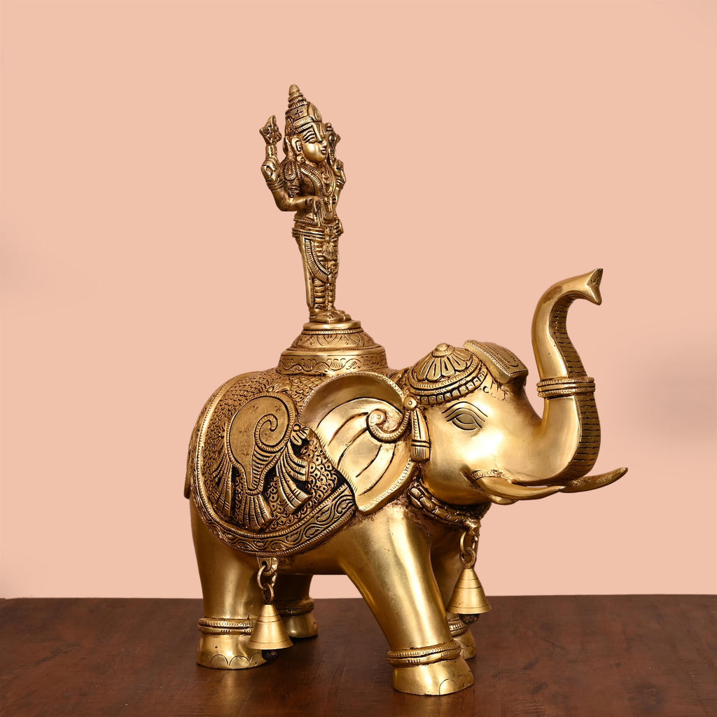 Brass Lord Balaji On Elephant Statue (17 Inch) Vedansh Craft