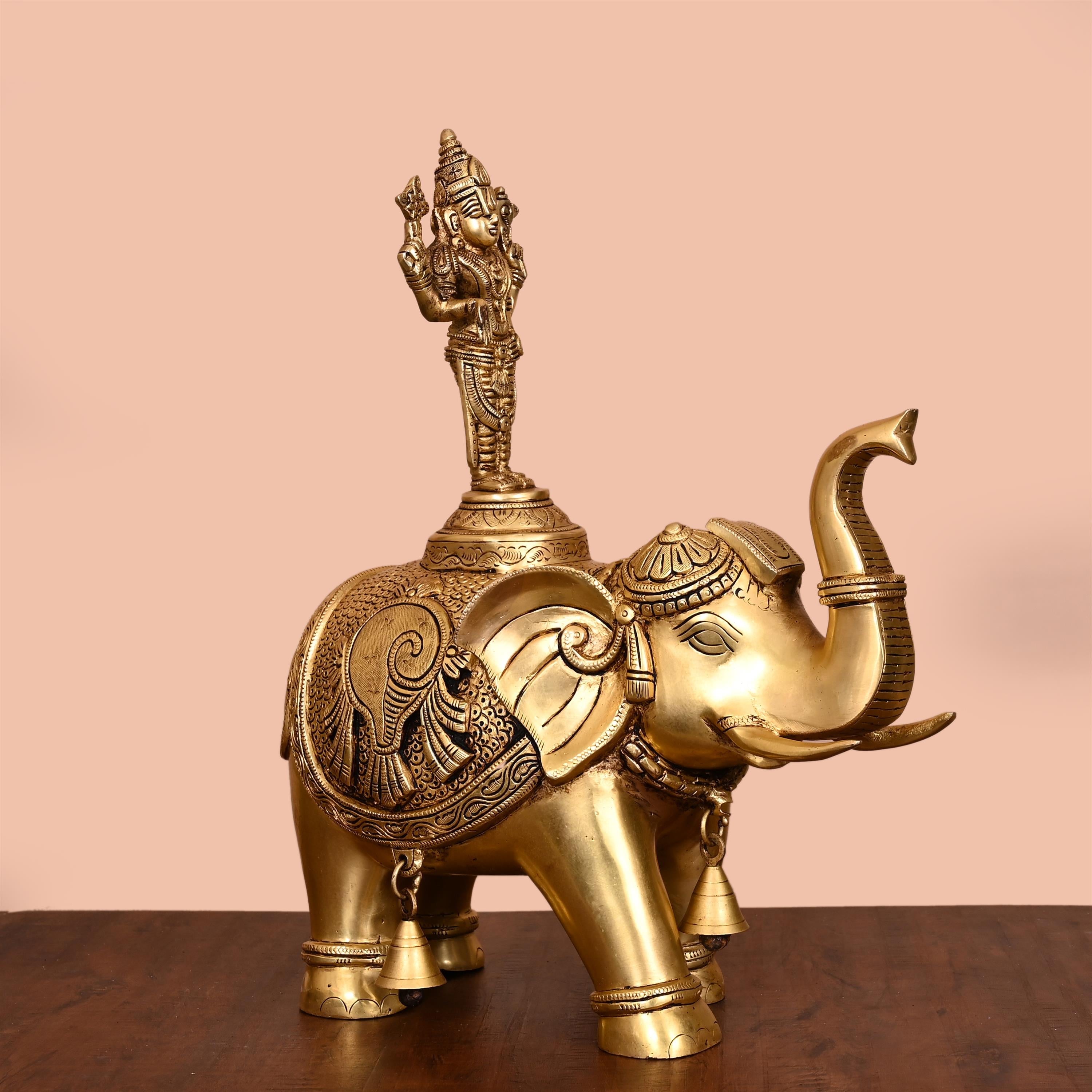 Brass Lord Balaji On Elephant Statue (17 Inch) Vedansh Craft
