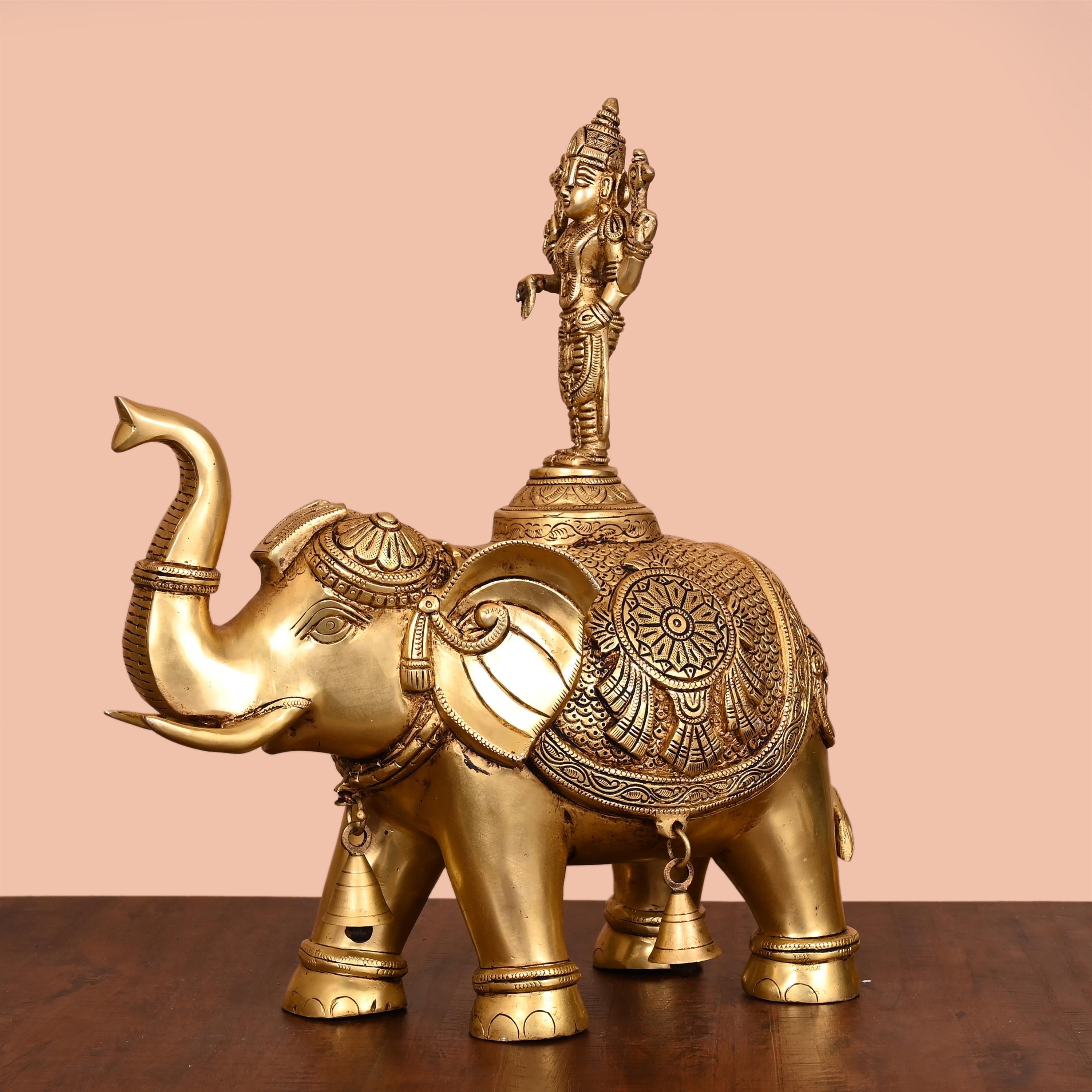 Brass Lord Balaji On Elephant Statue (17 Inch) Vedansh Craft