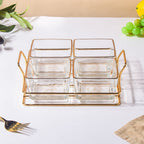 Gold Rim Crystal Bowls Tray Set Of 5 200ml Nestasia