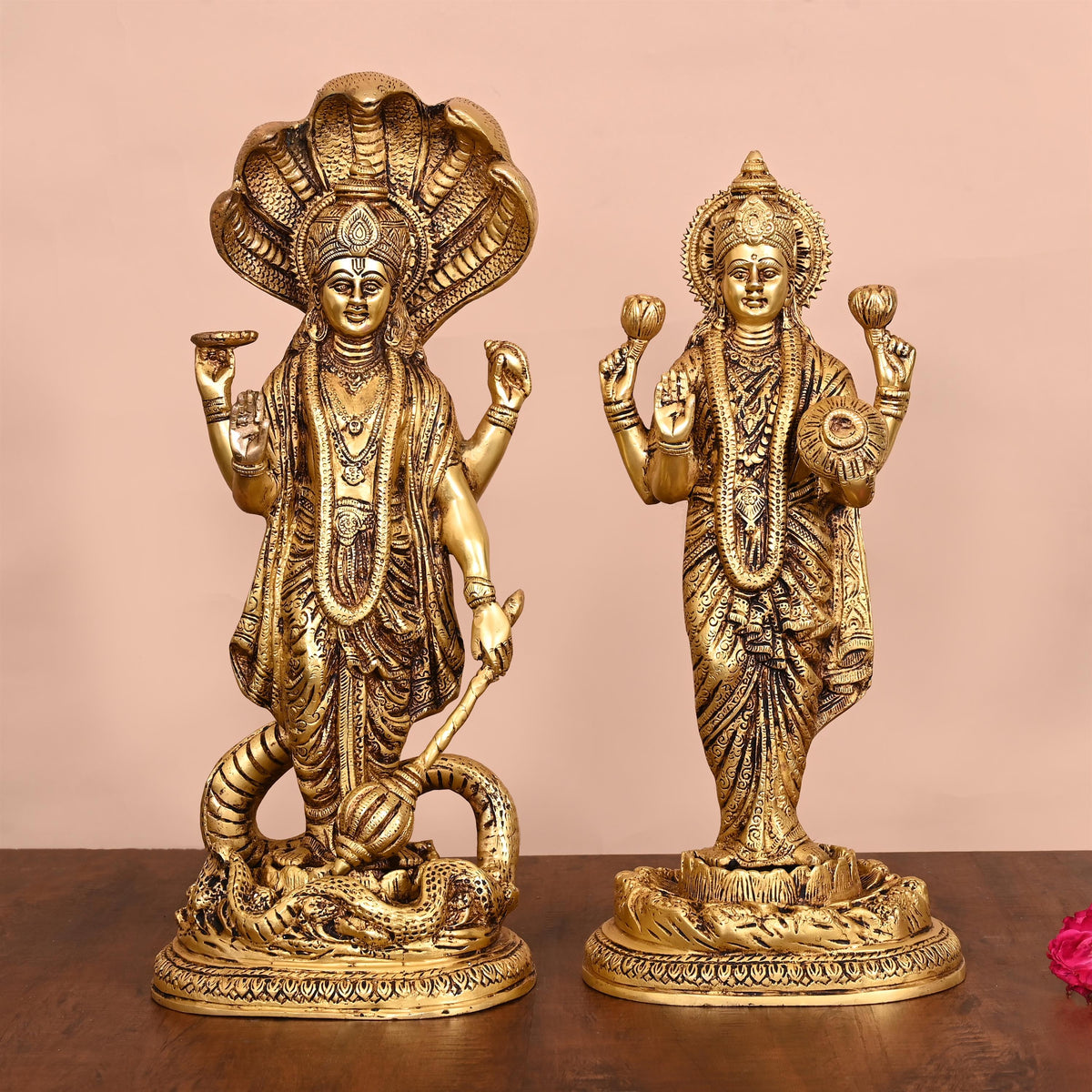 Brass Standing Vishnu Lakshmi Set Vedansh Craft
