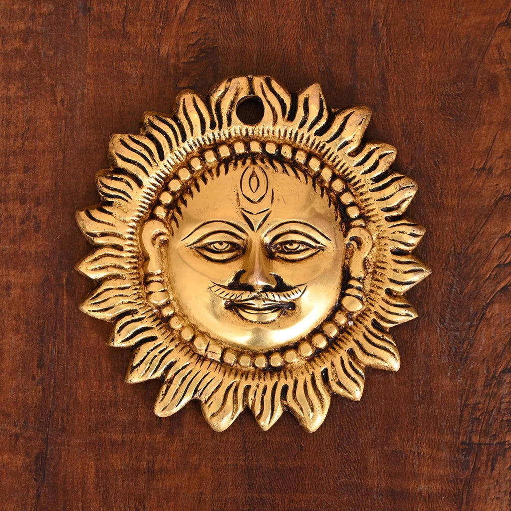 Brass Sun Face Wall Hanging (4 Inch) Vedansh Craft