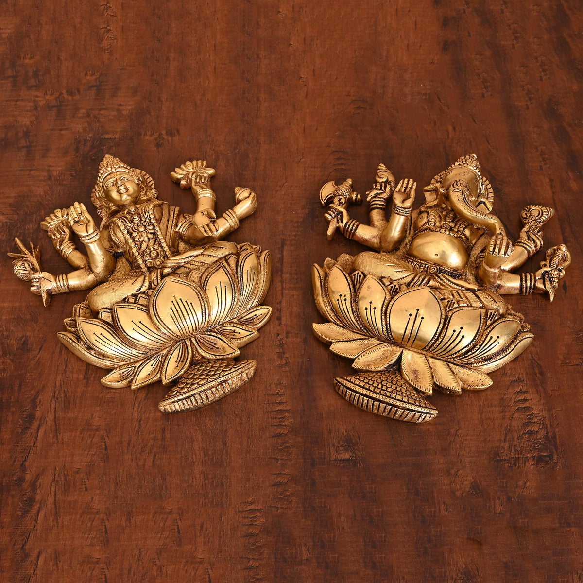 Brass Ganesha Lakshmi Wall Hanging Set (13 Inch) Vedansh Craft