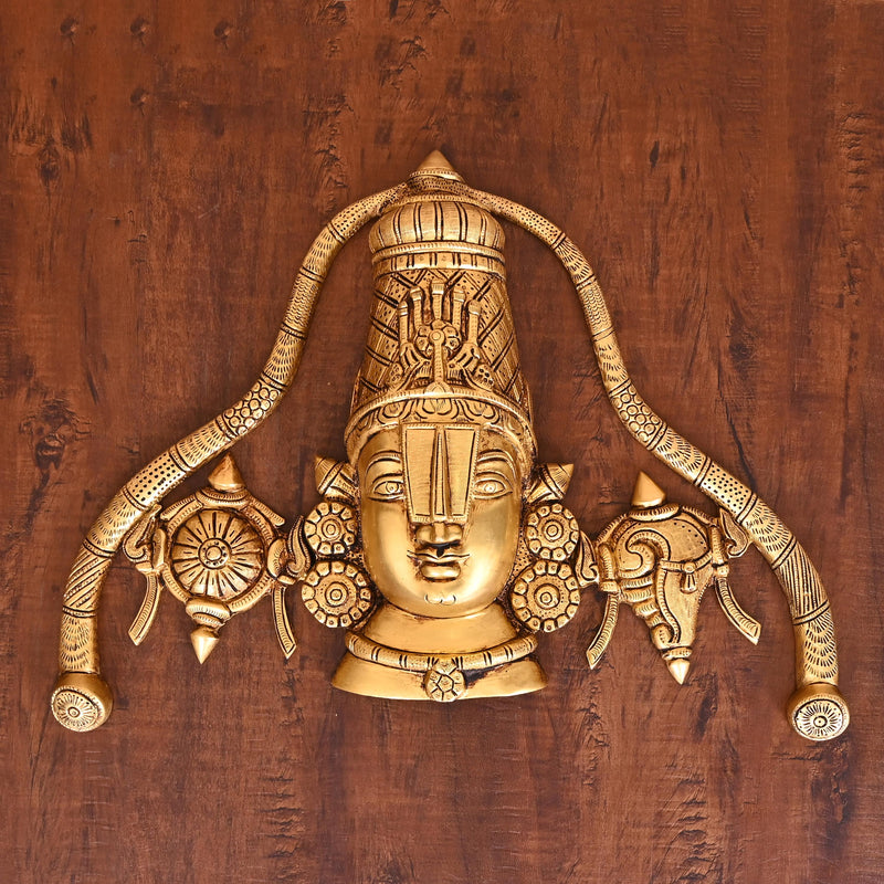 Brass Tirupati Balaji/Venkateshwar Face Wall Hanging (12 Inch) Vedansh Craft