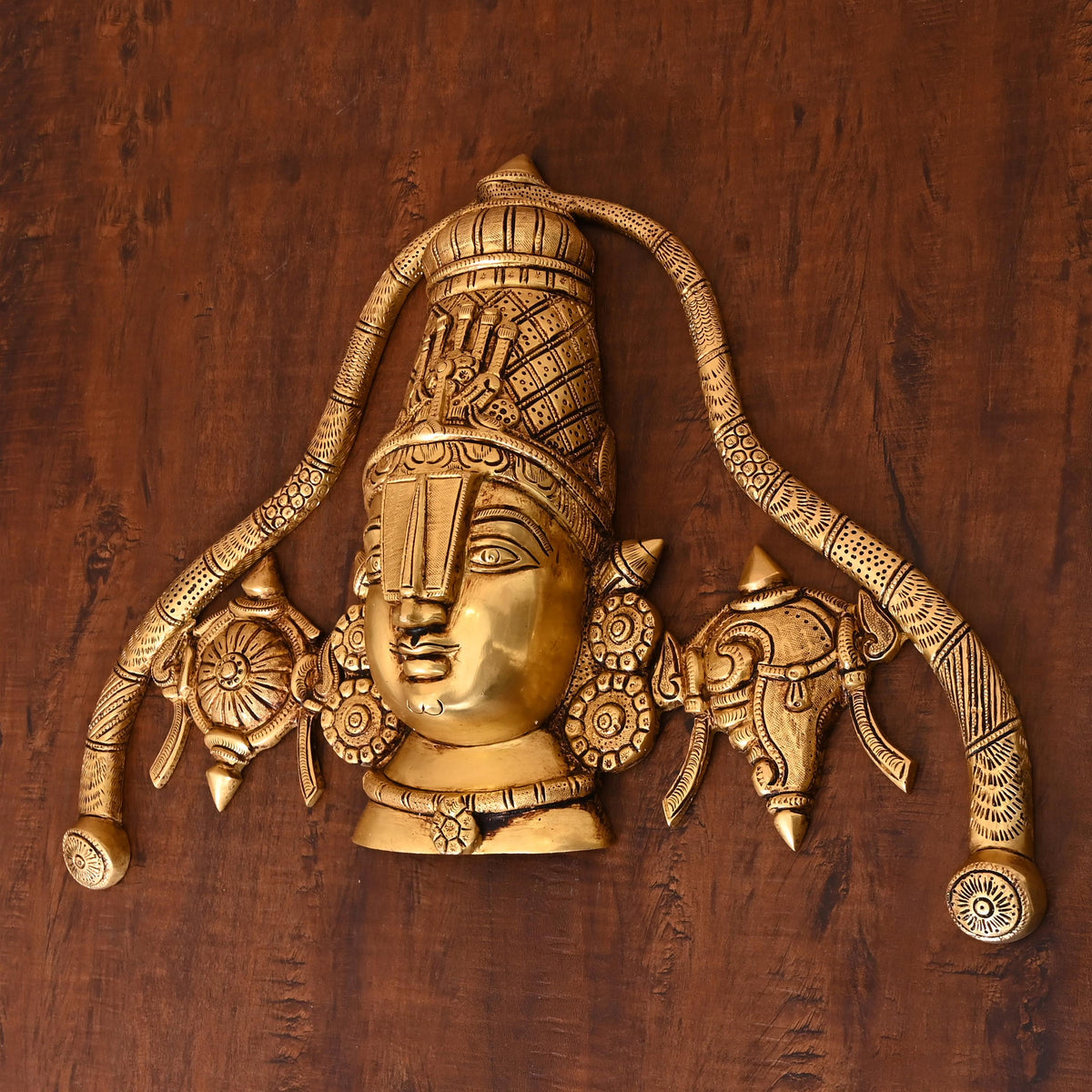 Brass Tirupati Balaji/Venkateshwar Face Wall Hanging (12 Inch) Vedansh Craft