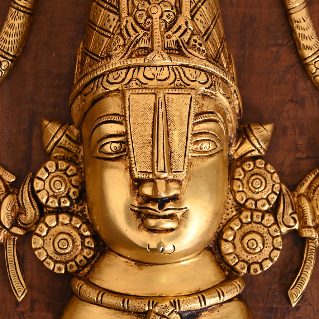 Brass Tirupati Balaji/Venkateshwar Face Wall Hanging (12 Inch) Vedansh Craft