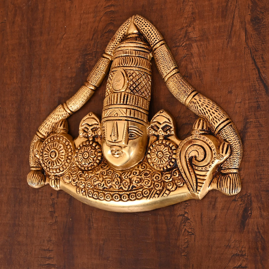 Brass Tirupati Balaji/Venkateshwar Face Wall Hanging (8.5 Inch) Vedansh Craft