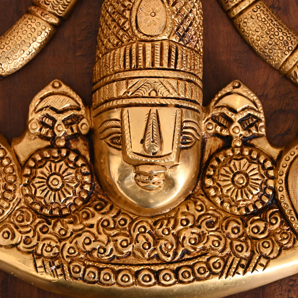 Brass Tirupati Balaji/Venkateshwar Face Wall Hanging (8.5 Inch) Vedansh Craft