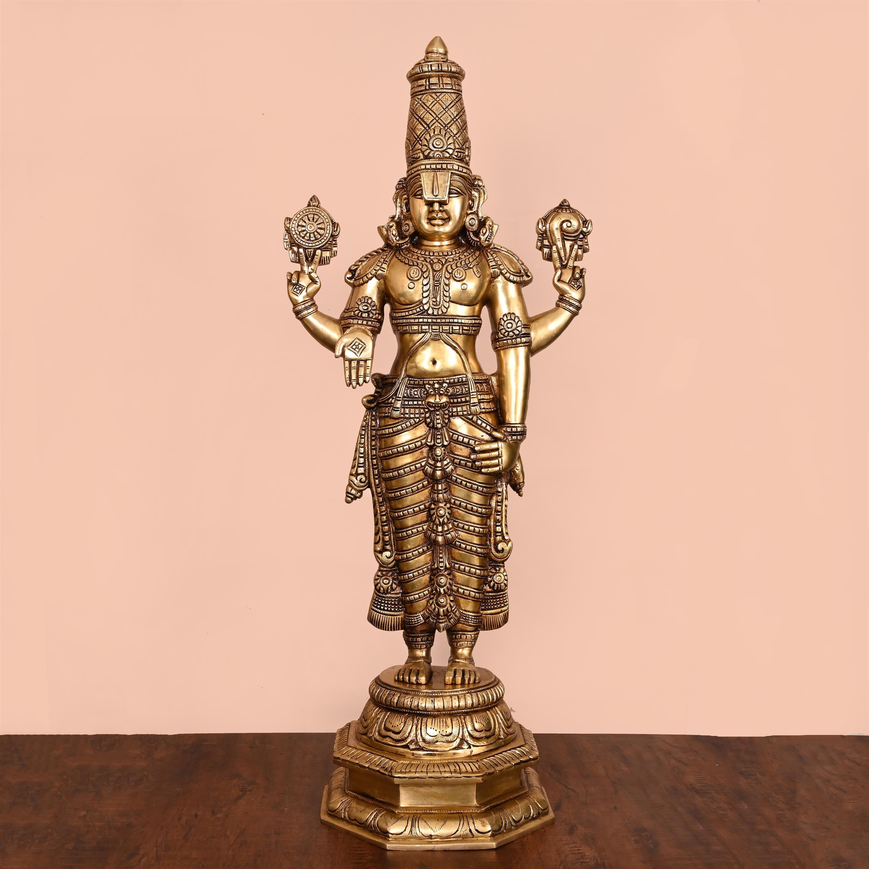 Brass Superfine Tirupati Balaji/Venkateshwar Idol (33 Inch) Vedansh Craft