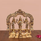 Brass Lord Balaji, Sri Devi And Bhudevi With Prabhavali Frame (8.8 Inch) Vedansh Craft
