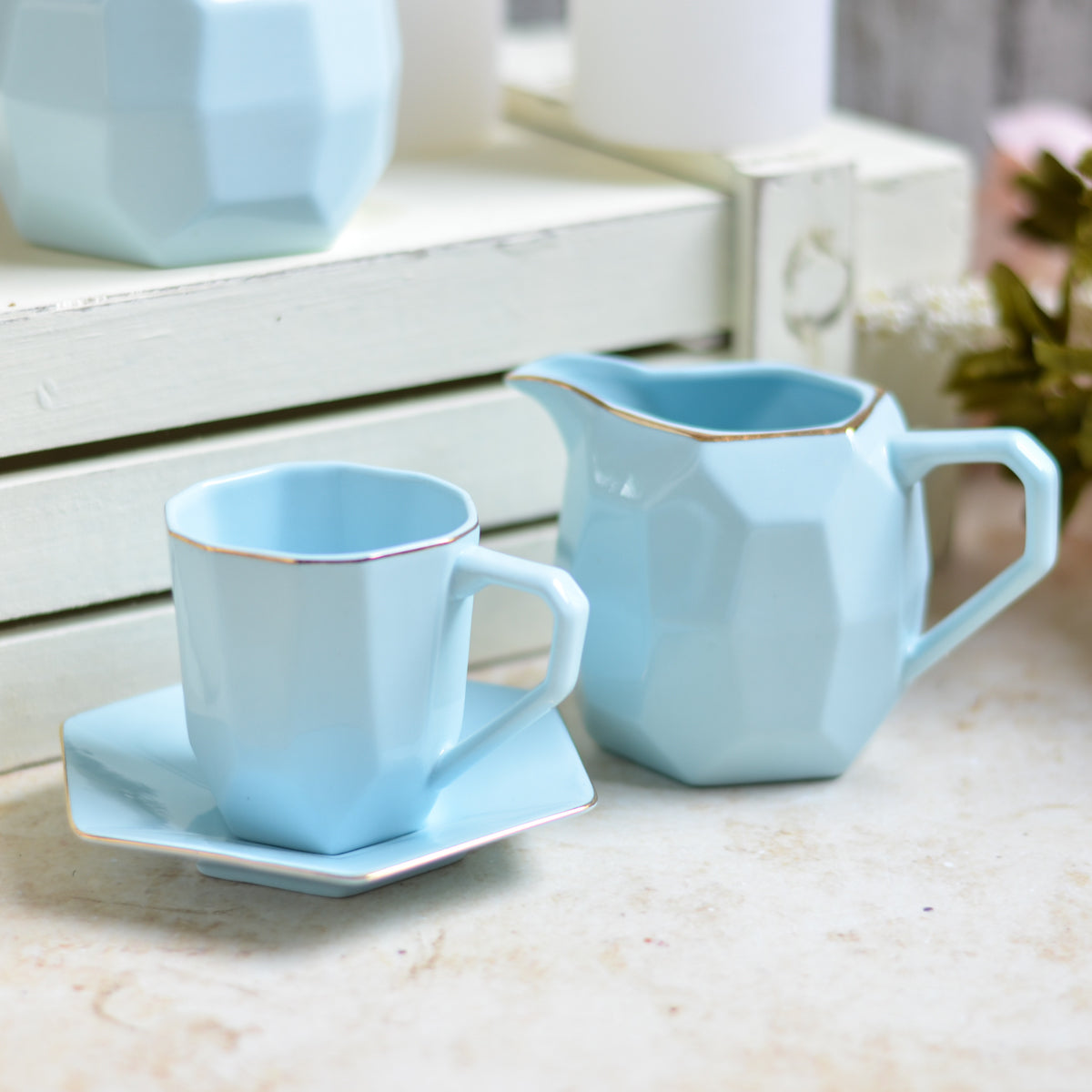 Modern Tea Set Blue Nestasia