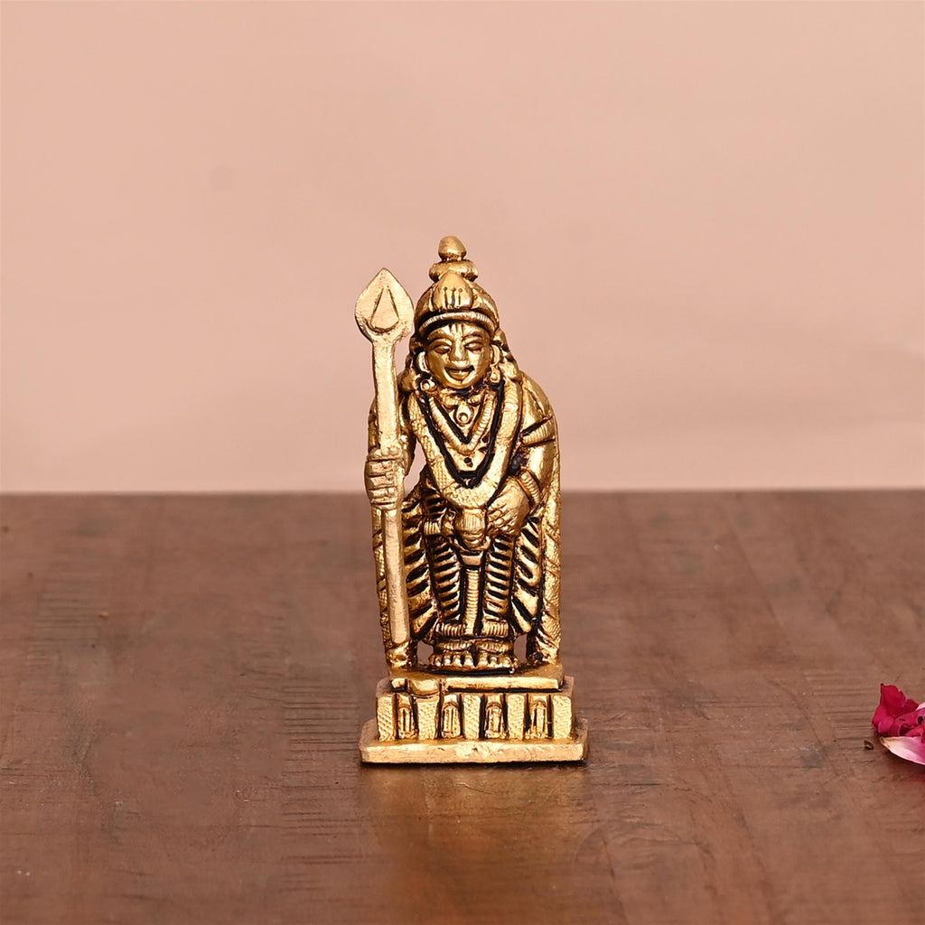 Brass Standing Lord Murugan/Kartikeya Idol (3.2 Inch) Vedansh Craft