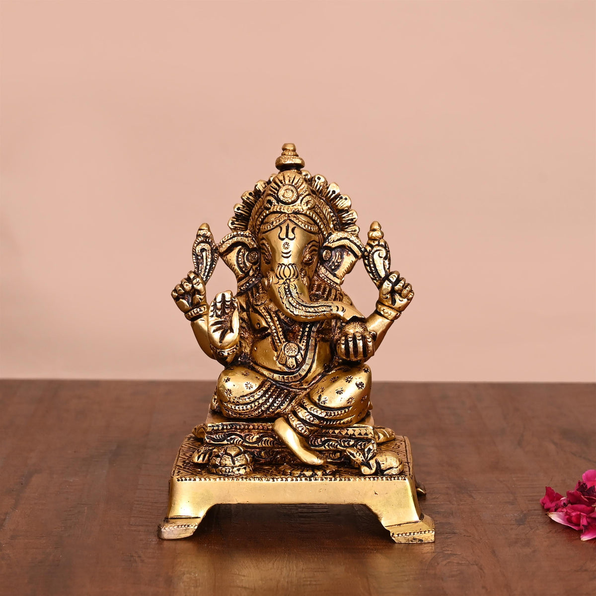 Brass Lord Sitting Ganesha Idol (5.5 Inch) Vedansh Craft