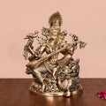 BRASS GODDESS SITTING SARASWATI IDOL (11") Vedansh Craft