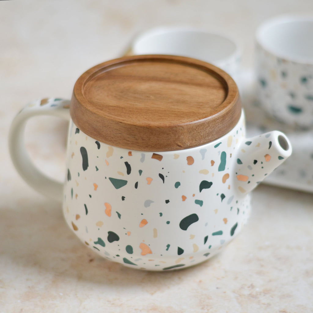 Terrazzo Tea Set With Tray Nestasia