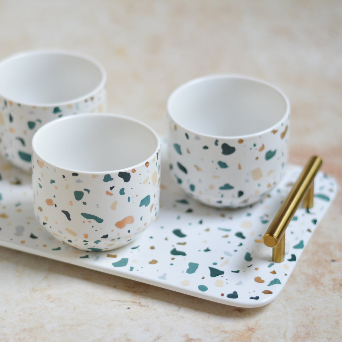 Terrazzo Tea Set With Tray Nestasia