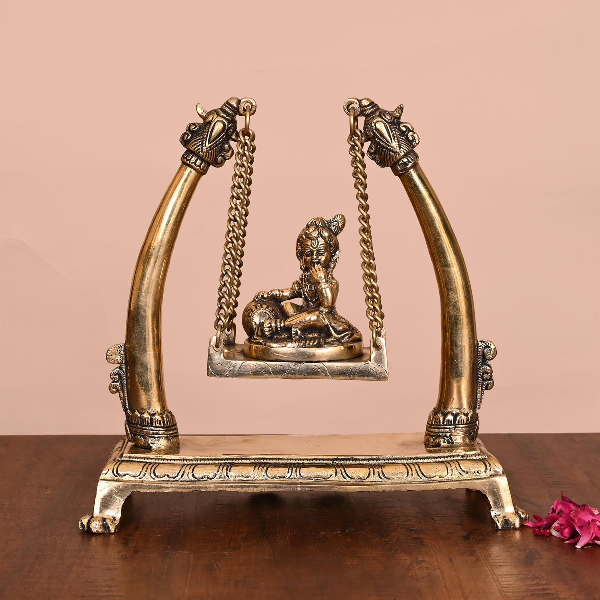 Brass Laddu Gopal On Swing/Jhula (10") Vedansh Craft
