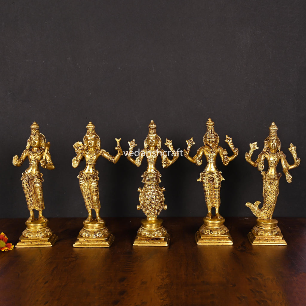 Brass Dashavatara / Vishnu Avatar Statue Set (9 Inch) Vedansh Craft
