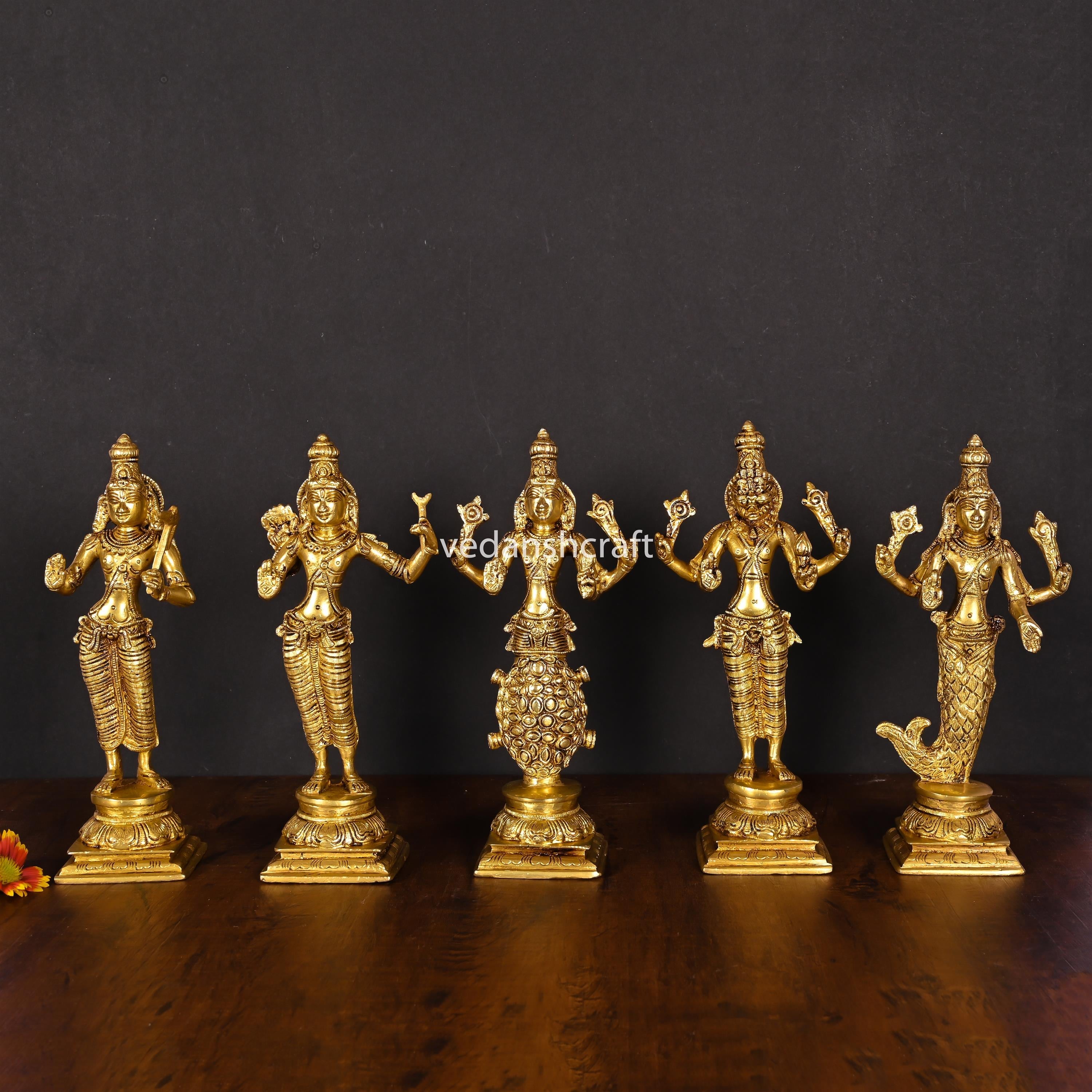 Brass Dashavatara / Vishnu Avatar Statue Set (9 Inch) Vedansh Craft