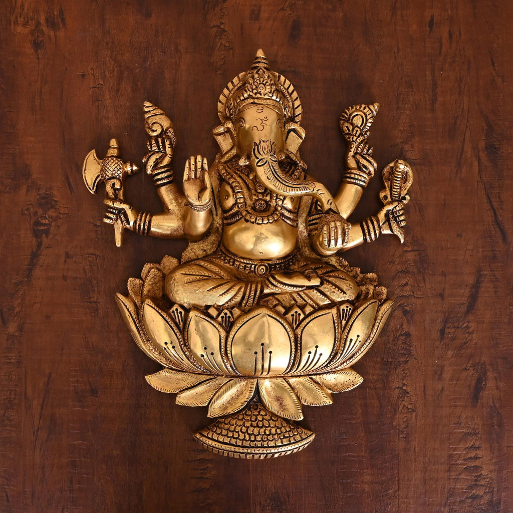 Brass Lord Ganesha Wall Hanging (13 Inch) Vedansh Craft