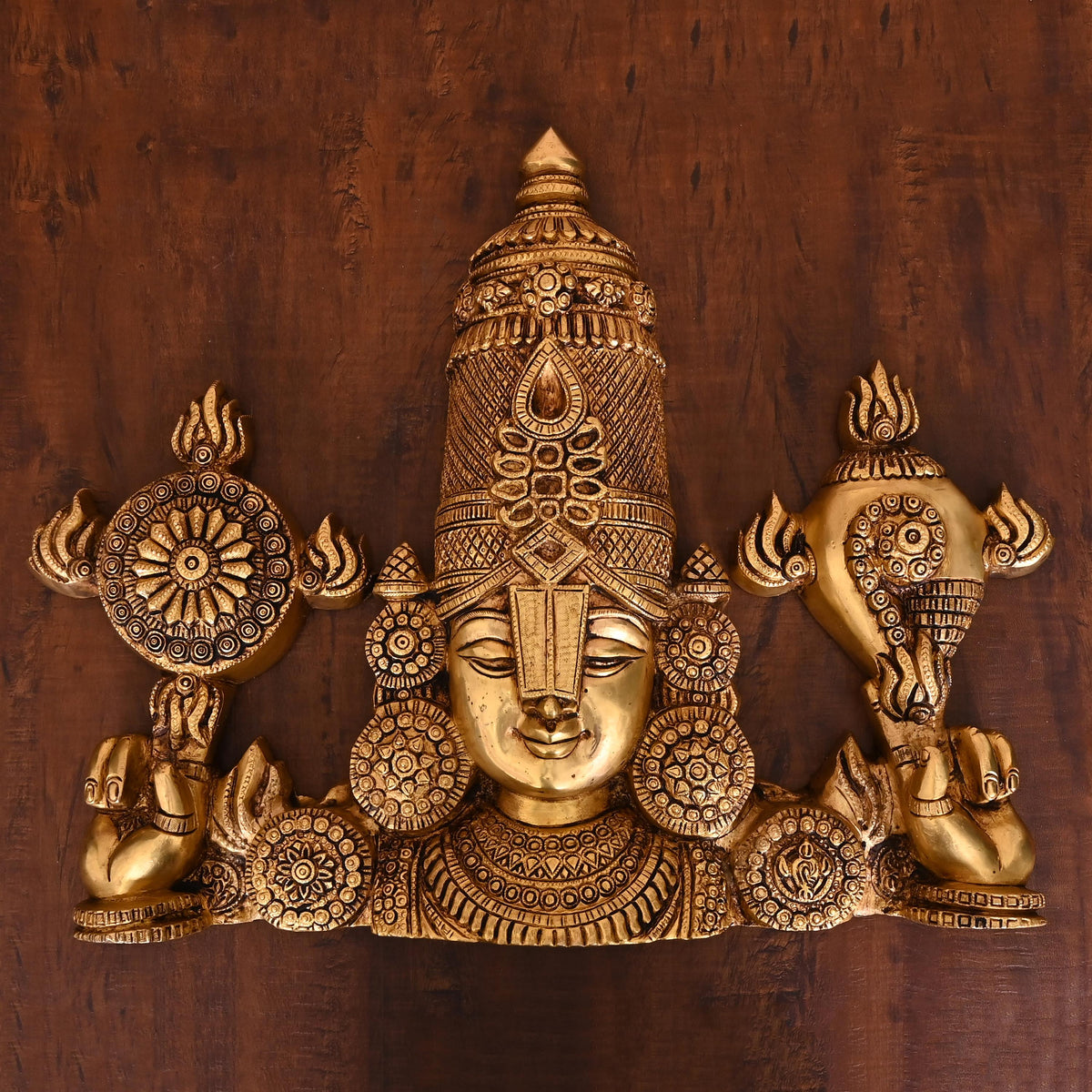 Brass Tirupati Balaji/Venkateshwar Face Wall Hanging Vedansh Craft