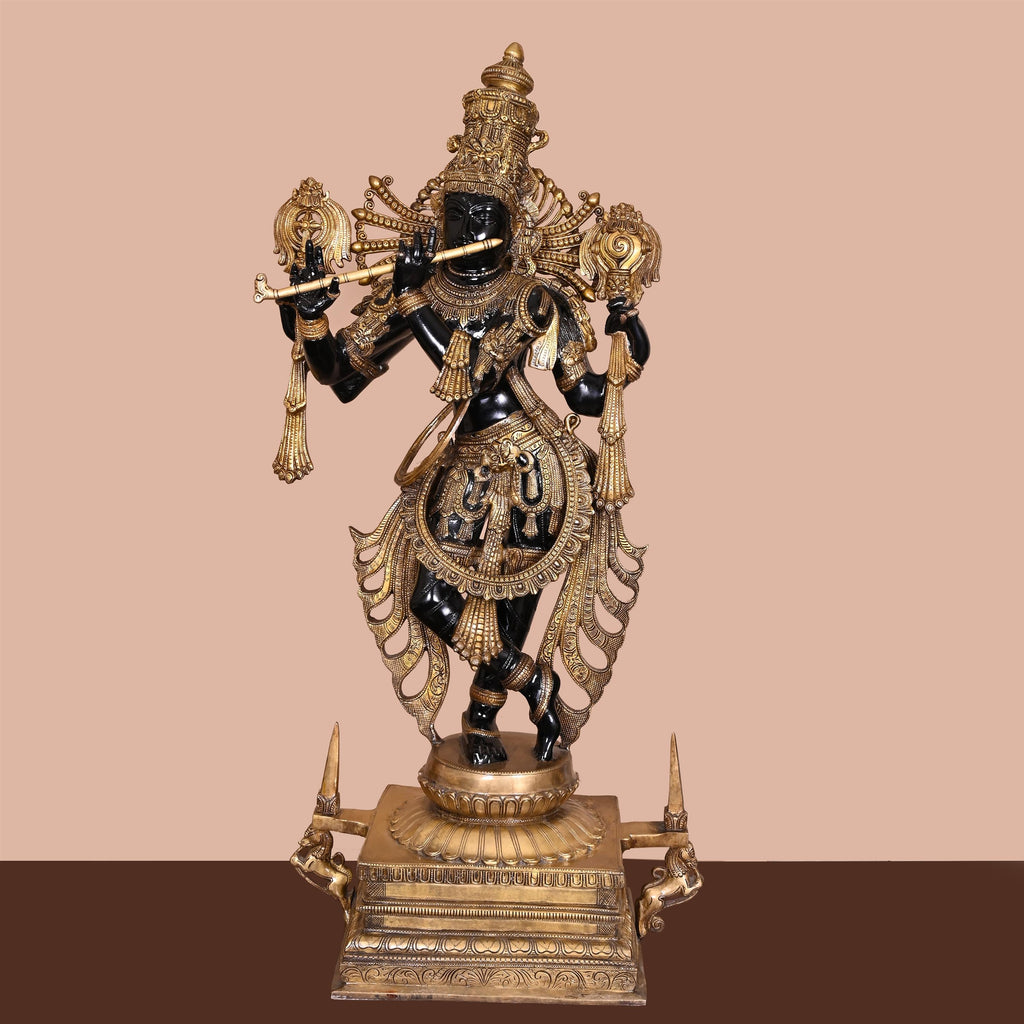 Brass Standing Krishna Statue/Idol (41 Inch) Vedansh Craft