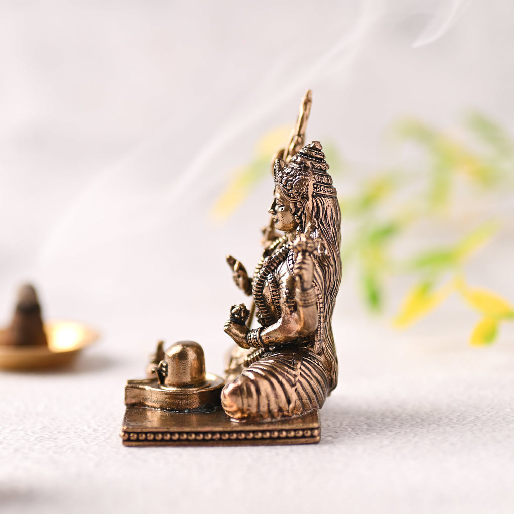 Brass Handcrafted Sitting Lord Shiva with Shivling Lightweight Idol (3.5 Inch) Vedansh Craft