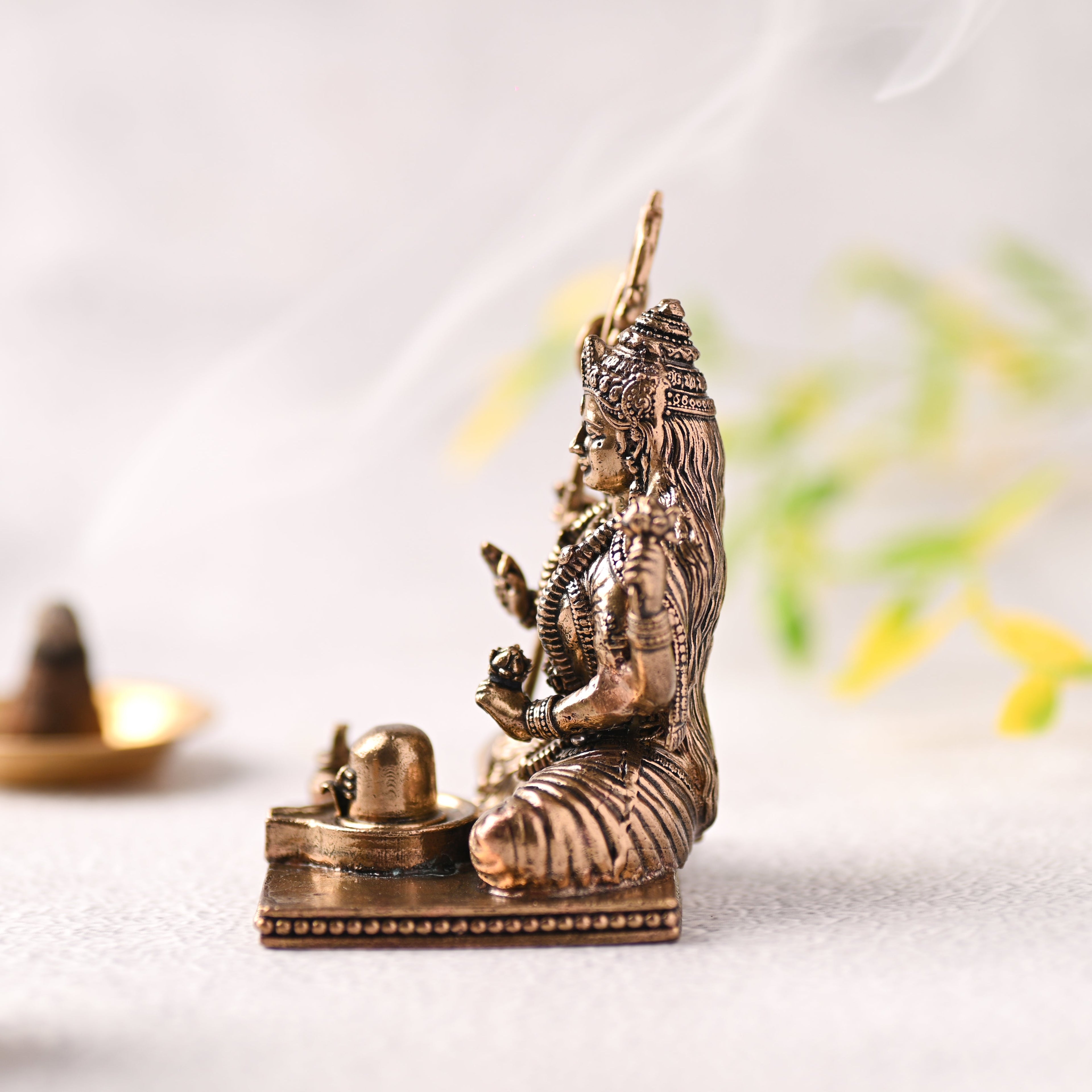 Brass Handcrafted Sitting Lord Shiva with Shivling Lightweight Idol (3.5 Inch) Vedansh Craft