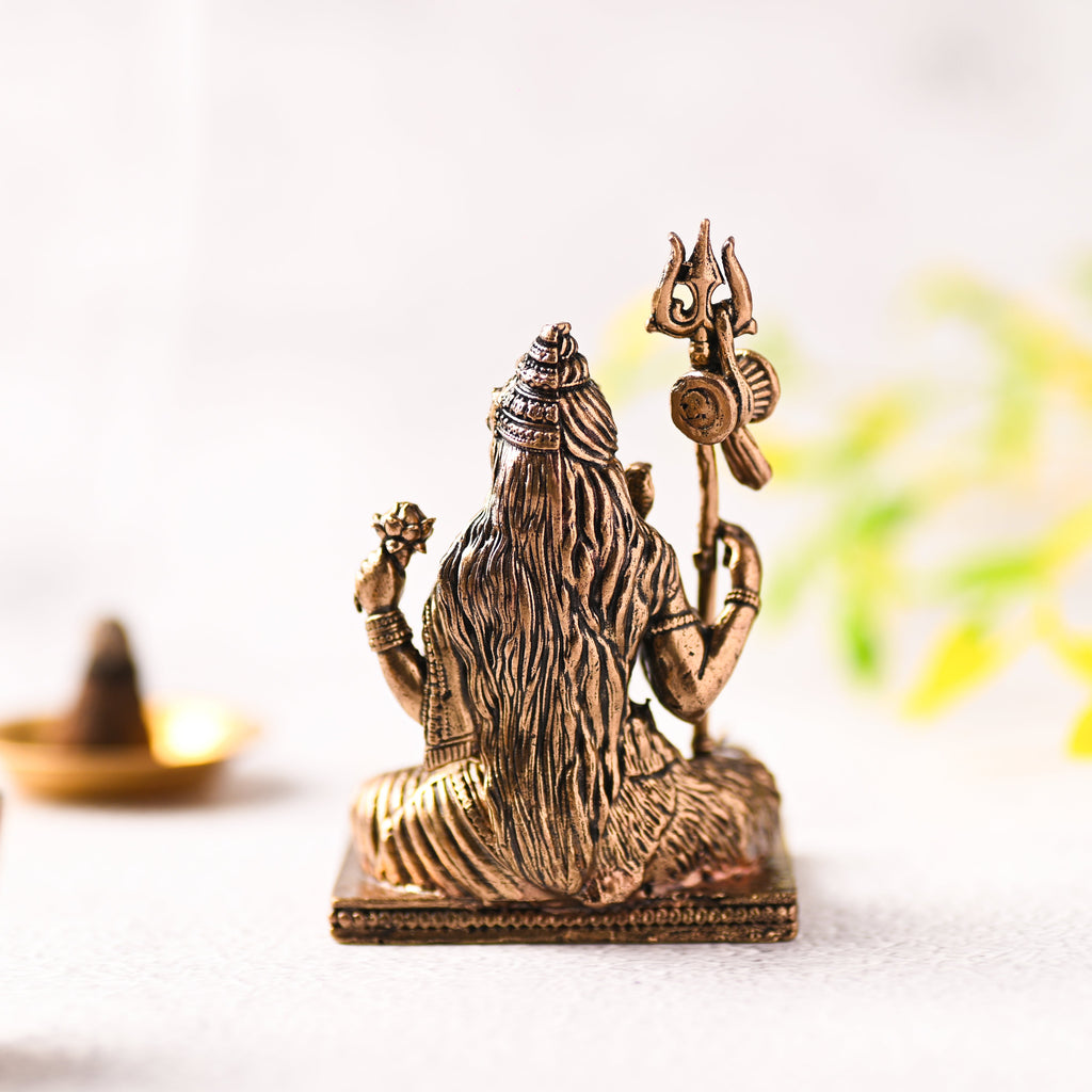 Brass Handcrafted Sitting Lord Shiva with Shivling Lightweight Idol (3.5 Inch) Vedansh Craft