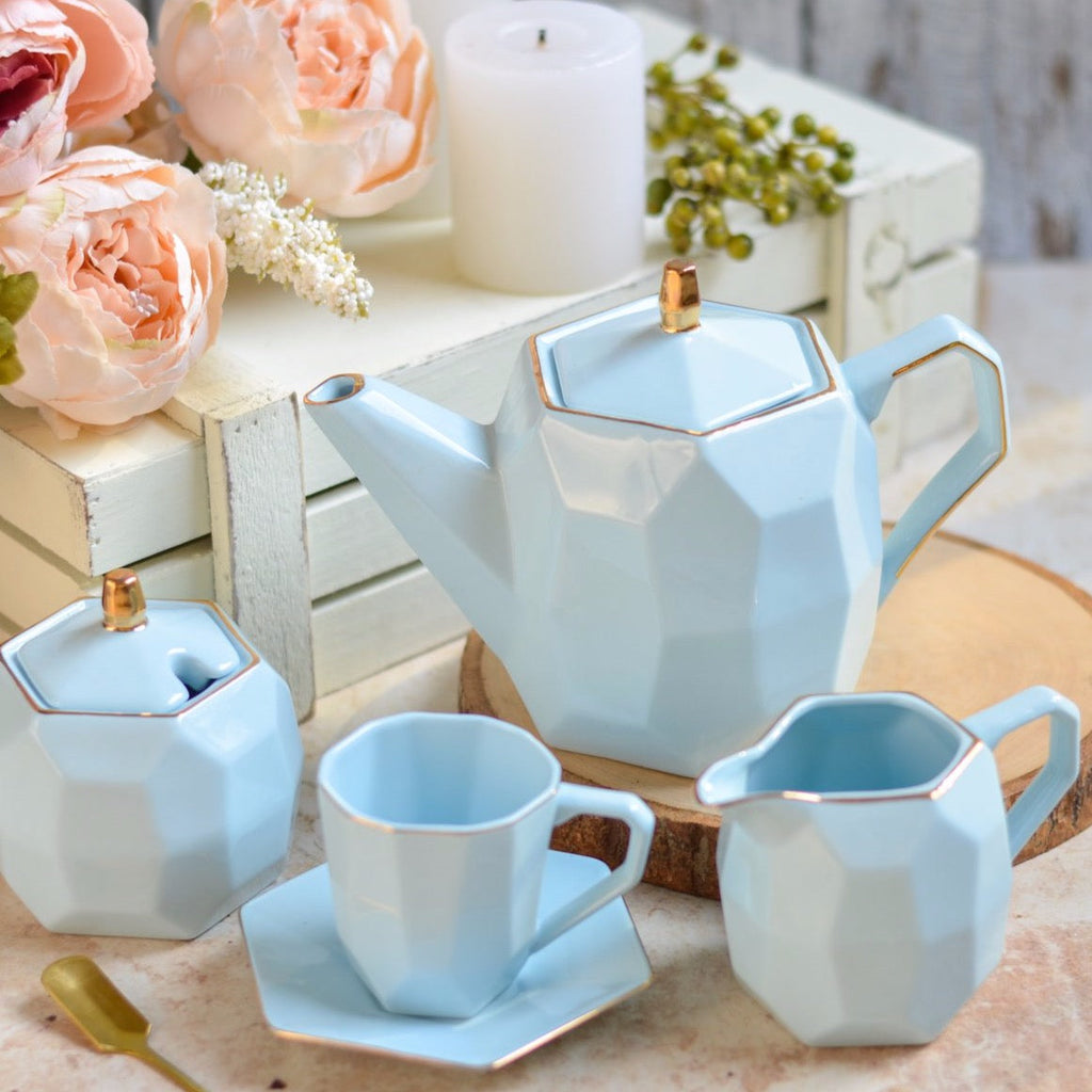 Modern Tea Set Blue Nestasia