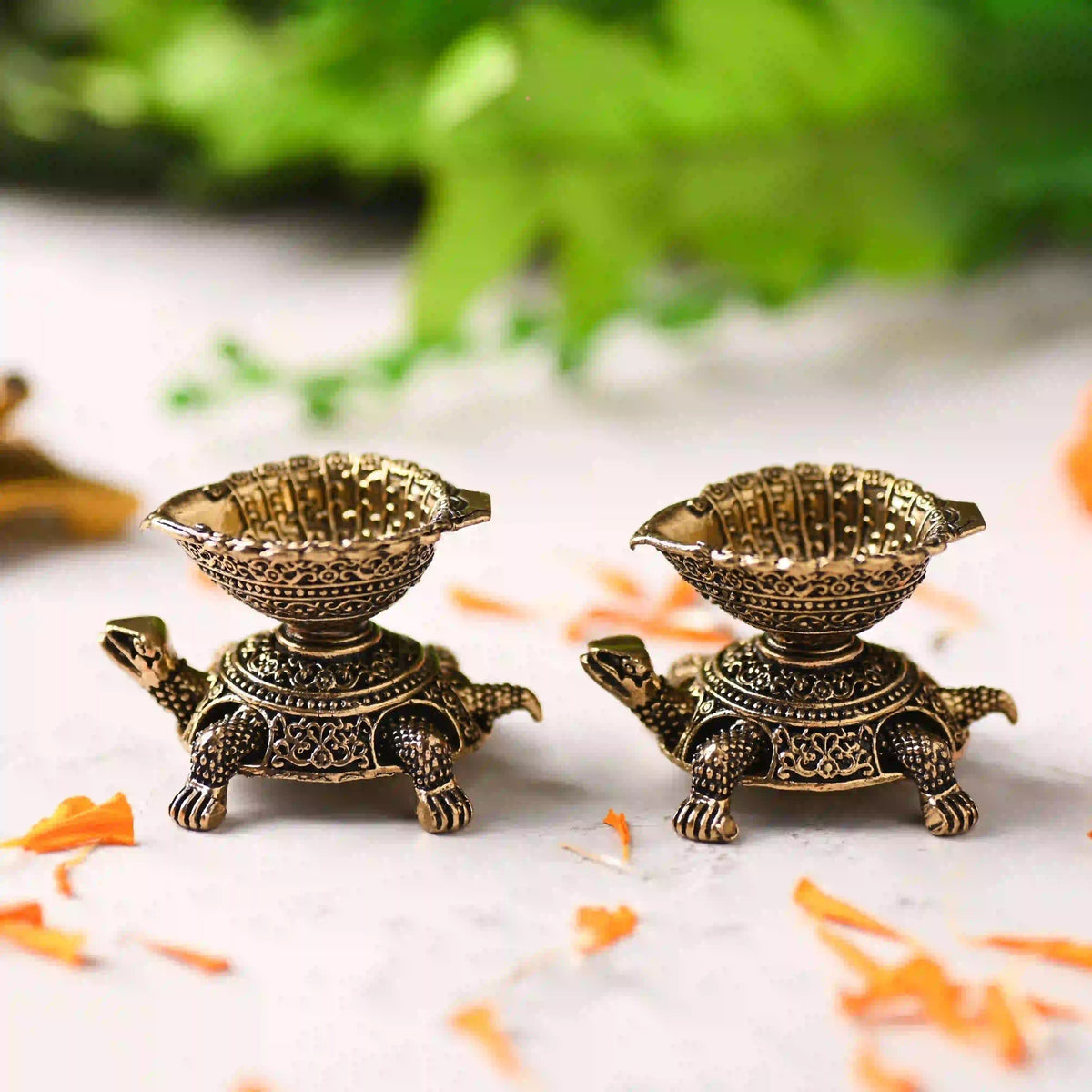 Brass Tortoise Oil Lightweight Diya Pair (1.5 Inch) Vedansh Craft