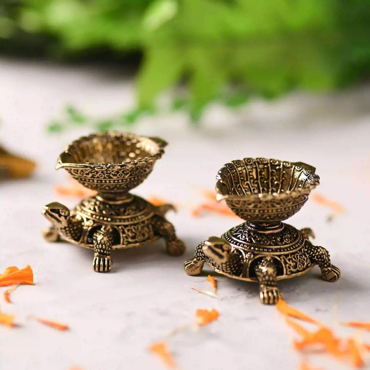 Brass Tortoise Oil Lightweight Diya Pair (1.5 Inch) Vedansh Craft