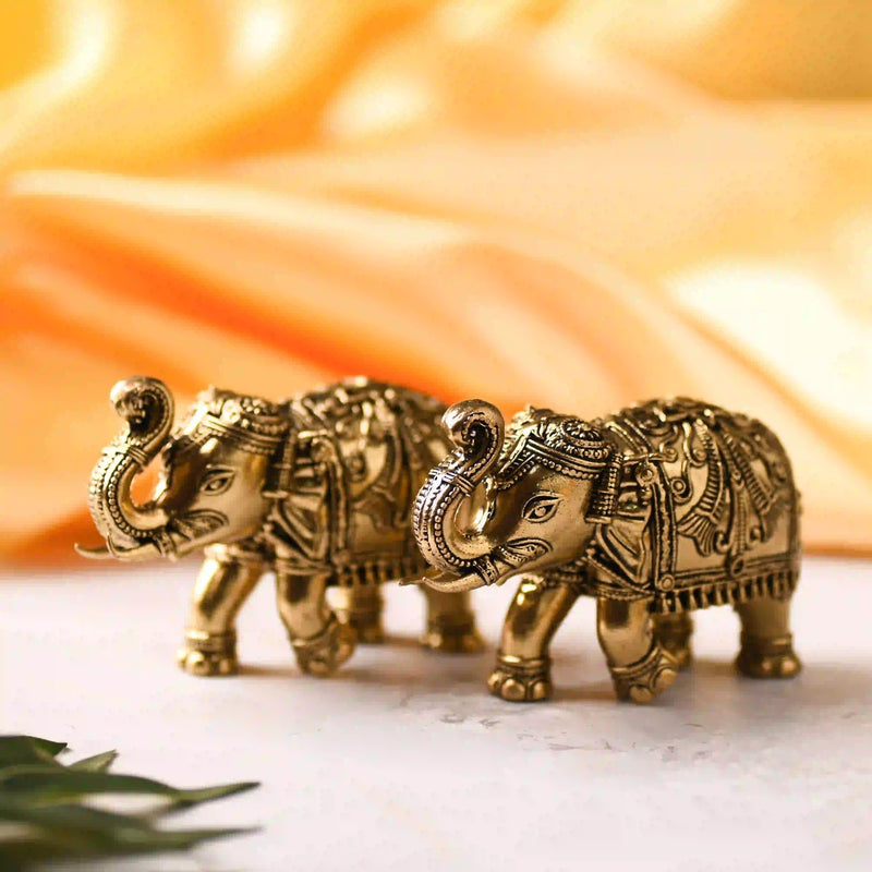 Brass Superfine Elephant Lightweight Statue Pair Vedansh Craft