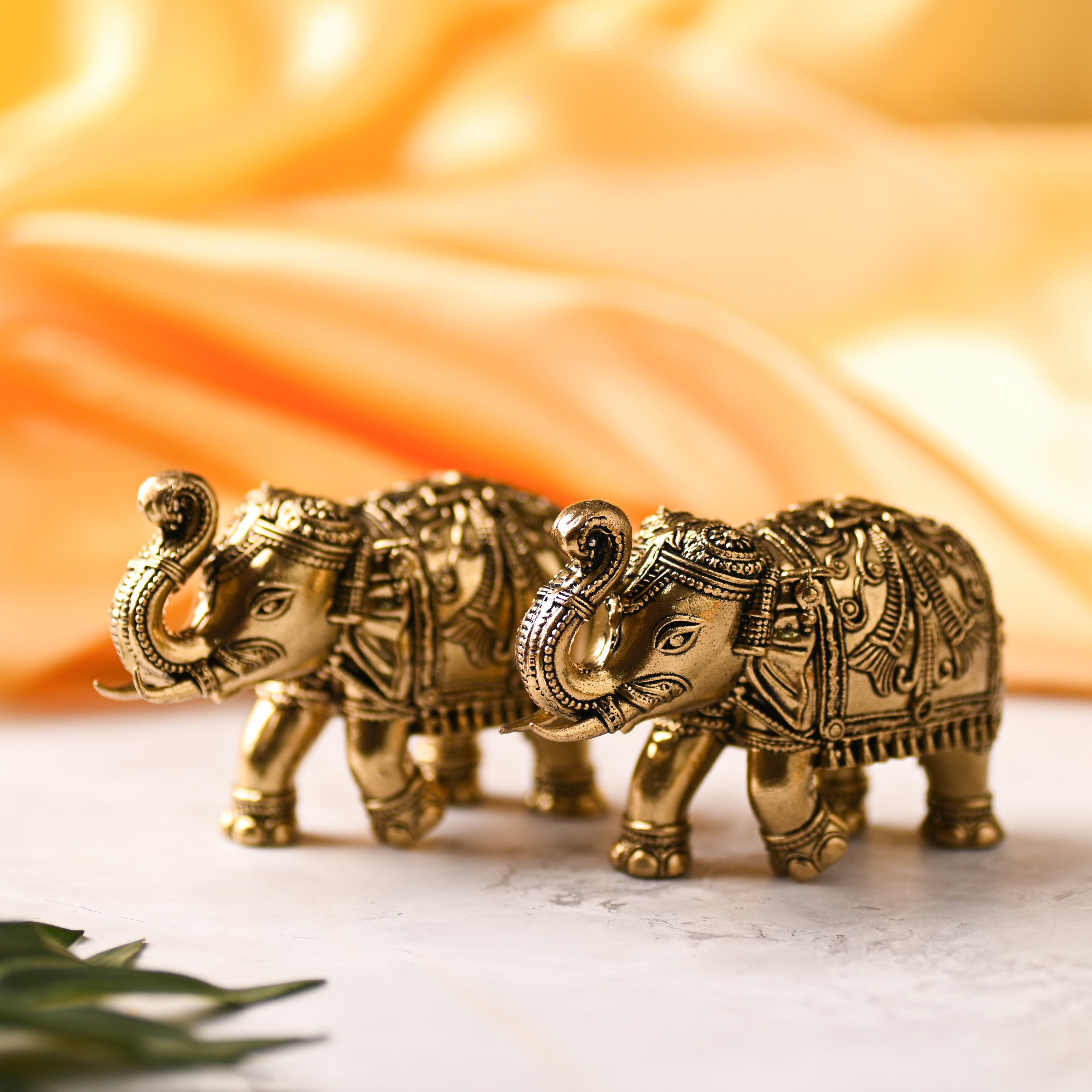 Brass Superfine Elephant Lightweight Statue Pair Vedansh Craft
