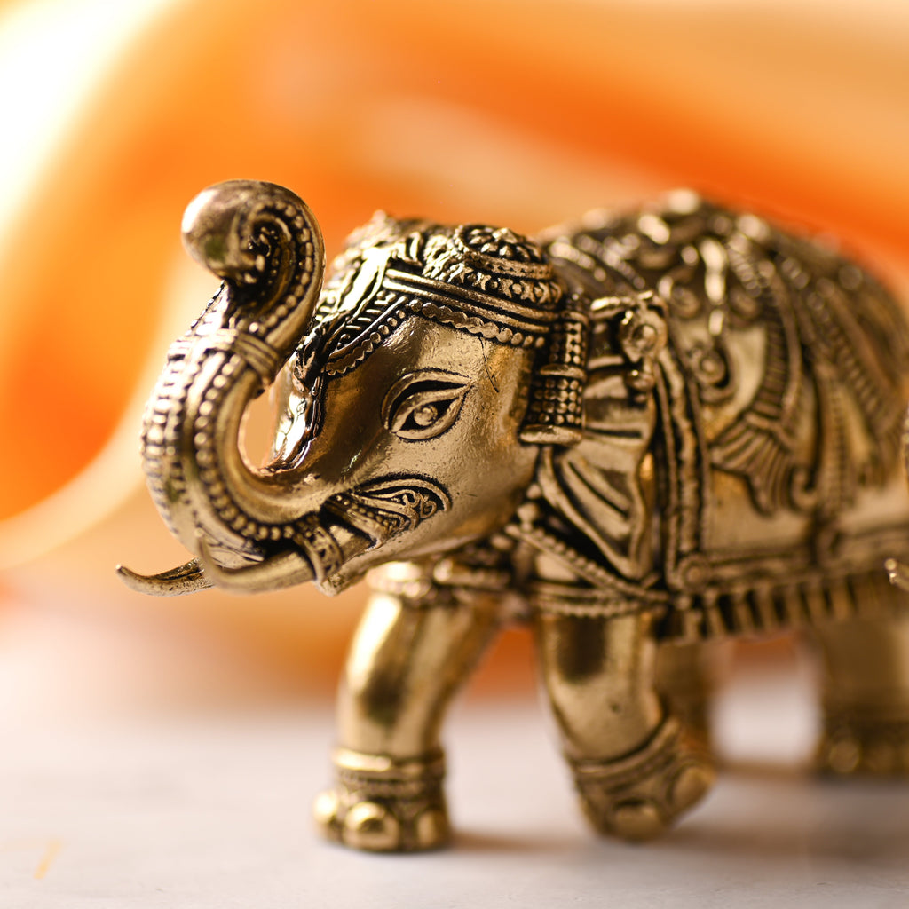 Brass Superfine Elephant Lightweight Statue Pair Vedansh Craft