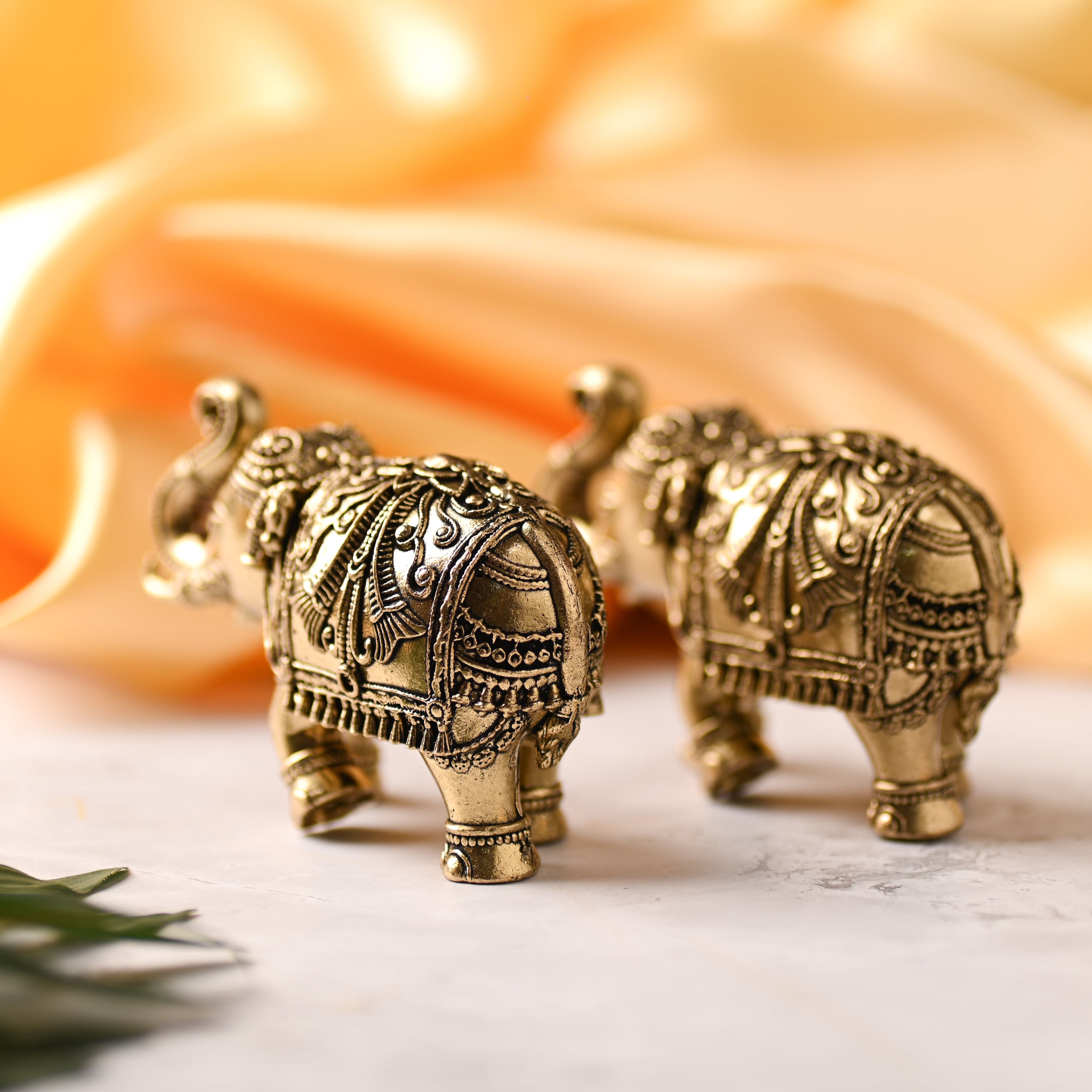 Brass Superfine Elephant Lightweight Statue Pair Vedansh Craft