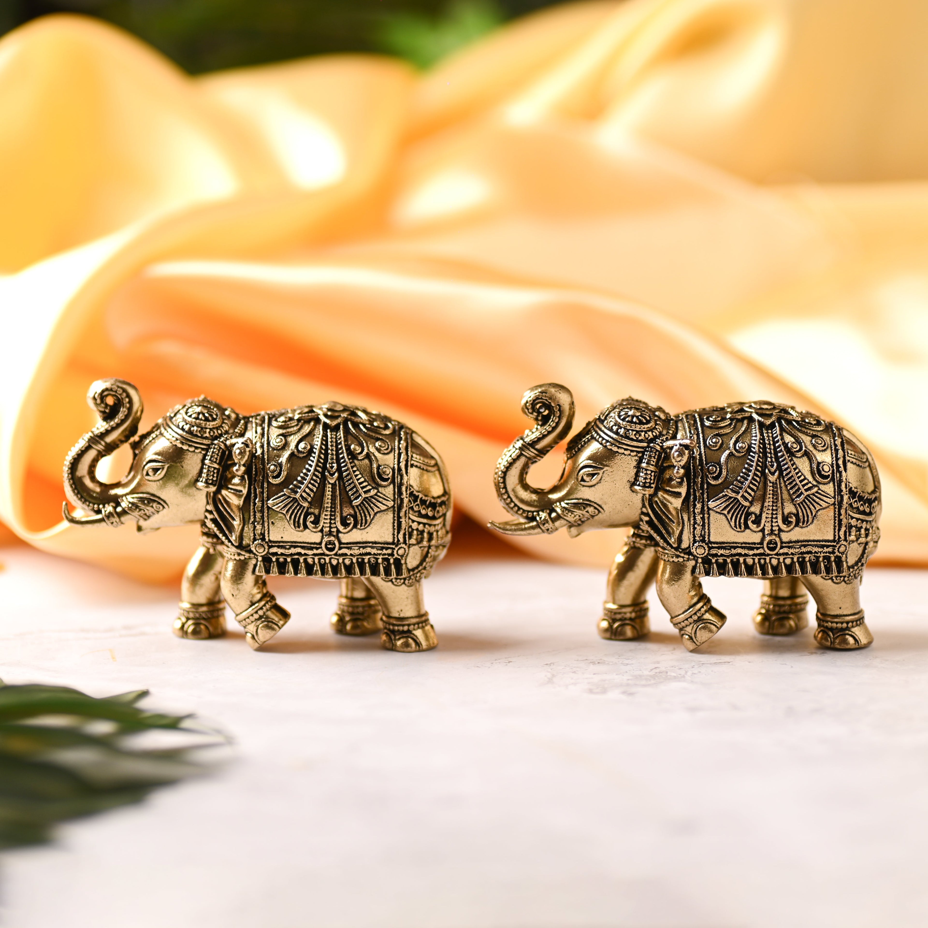 Brass Superfine Elephant Lightweight Statue Pair Vedansh Craft