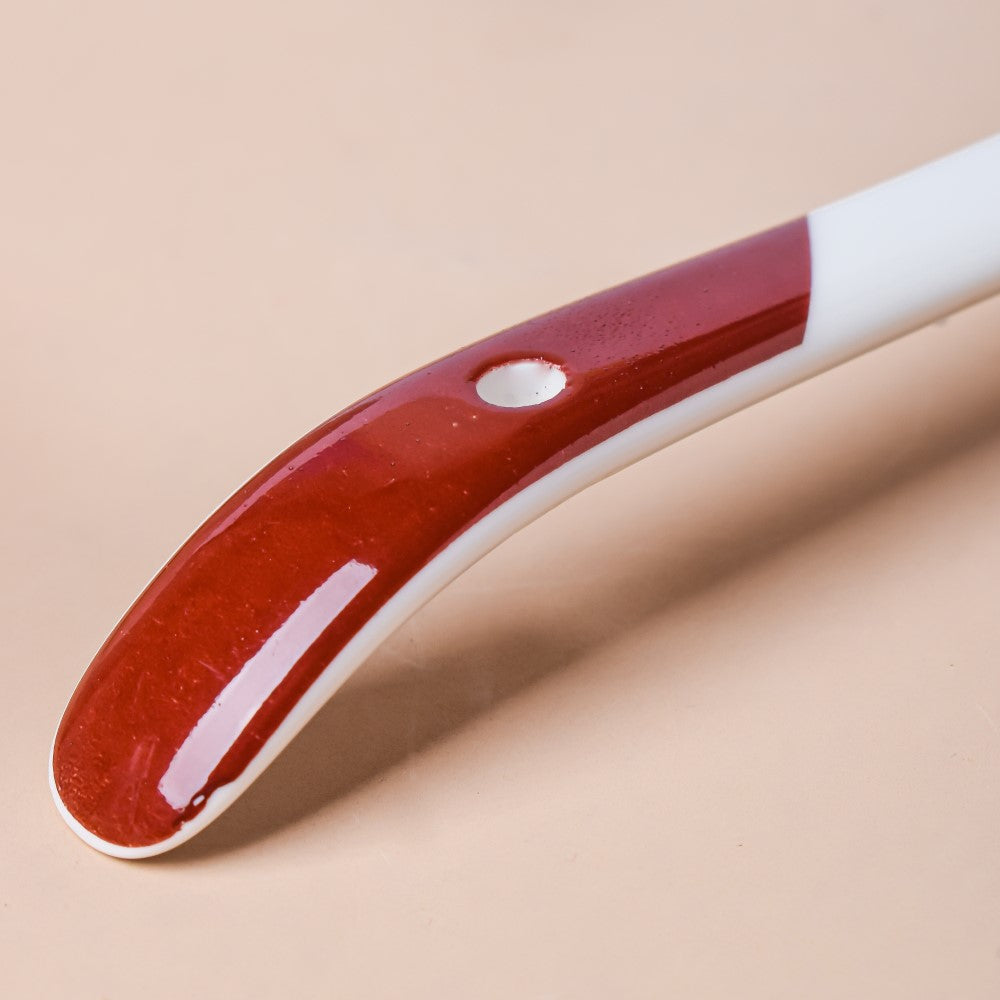 Ceramic Serving Spoon White And Brown Nestasia
