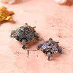 Brass Silver Plated Tortoise Lightweight Figurines Set (1.5 Inch)