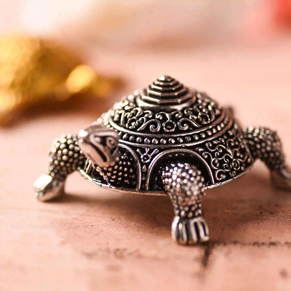 Brass Silver Plated Tortoise Lightweight Figurines Set (1.5 Inch)