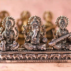 Brass Ganesha, Lakshmi & Saraswati Sitting Lightweight Idols (3 Inch) Vedansh Craft