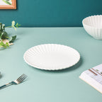 Riona Ribbed Ceramic Snack Plate White 7 Inch Nestasia