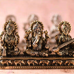 Brass Ganesha, Lakshmi & Saraswati Sitting Lightweight Idols (3 Inch) Vedansh Craft
