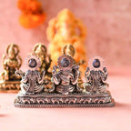 Brass Ganesha, Lakshmi & Saraswati Sitting Lightweight Idols (3 Inch) Vedansh Craft