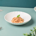 Riona Ribbed Ceramic Pasta Dish White 9 Inch Nestasia