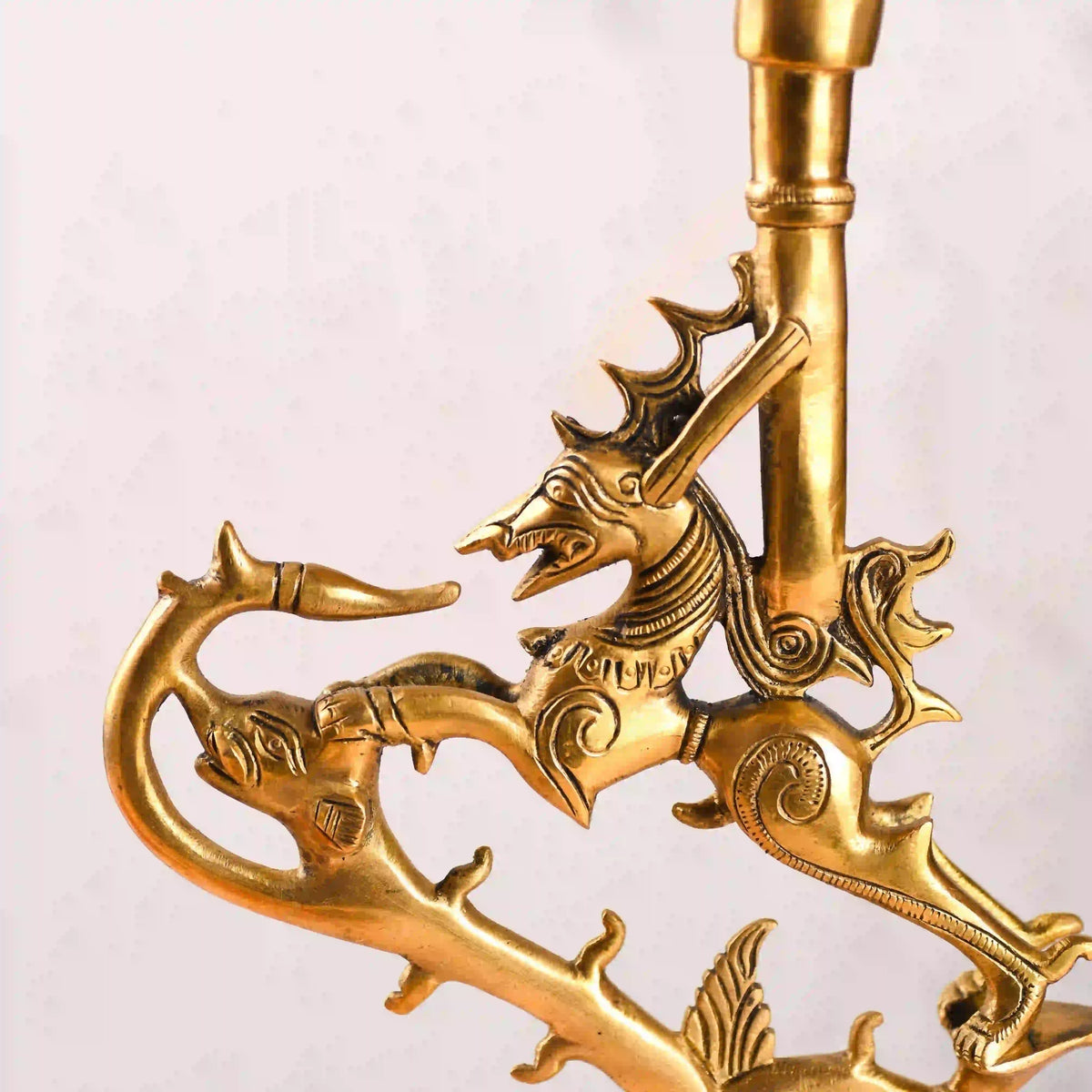 Brass Yali/kirtimukha Candle Stand (12.5 Inch) Vedansh Craft