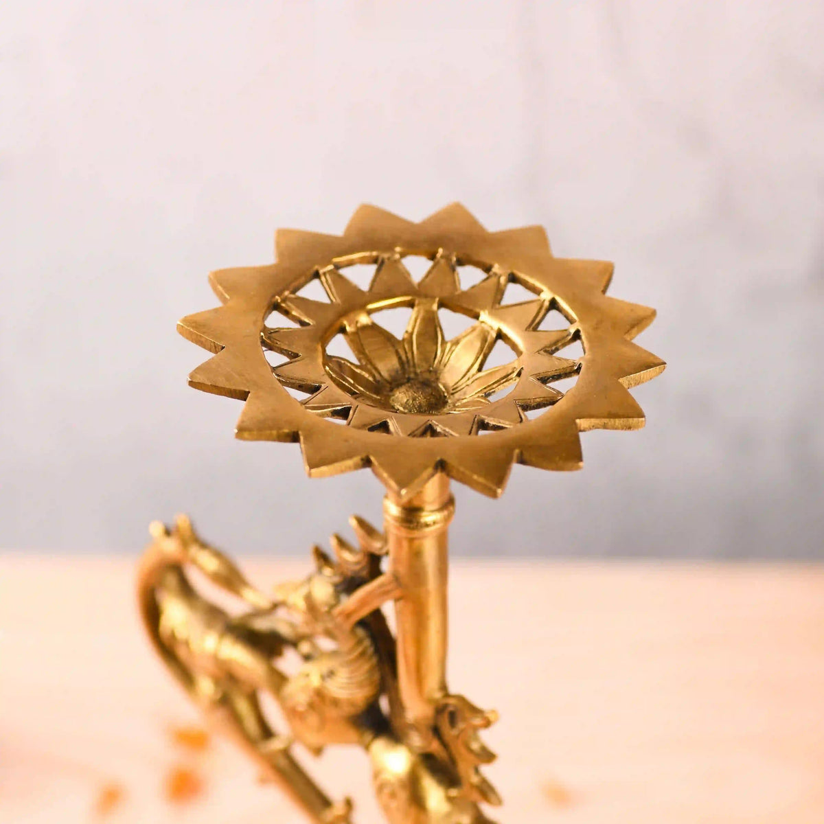 Brass Yali/kirtimukha Candle Stand (12.5 Inch) Vedansh Craft