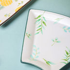 Leafy Ceramic Snack Plate 8 Inch Nestasia